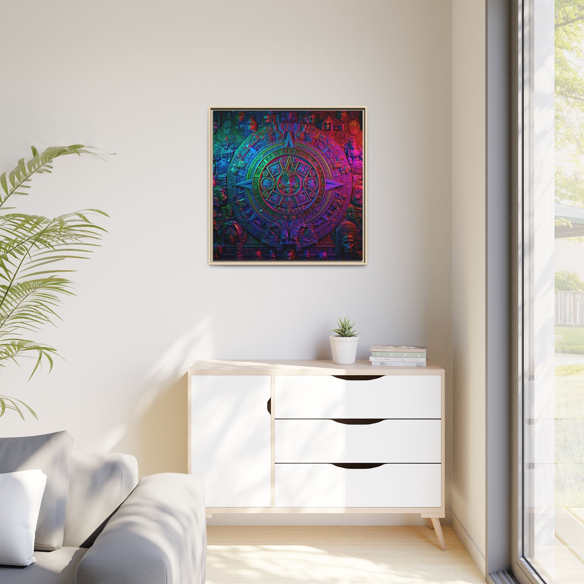 Aztec Mandala Wall Art - Colorful Cultural Decor