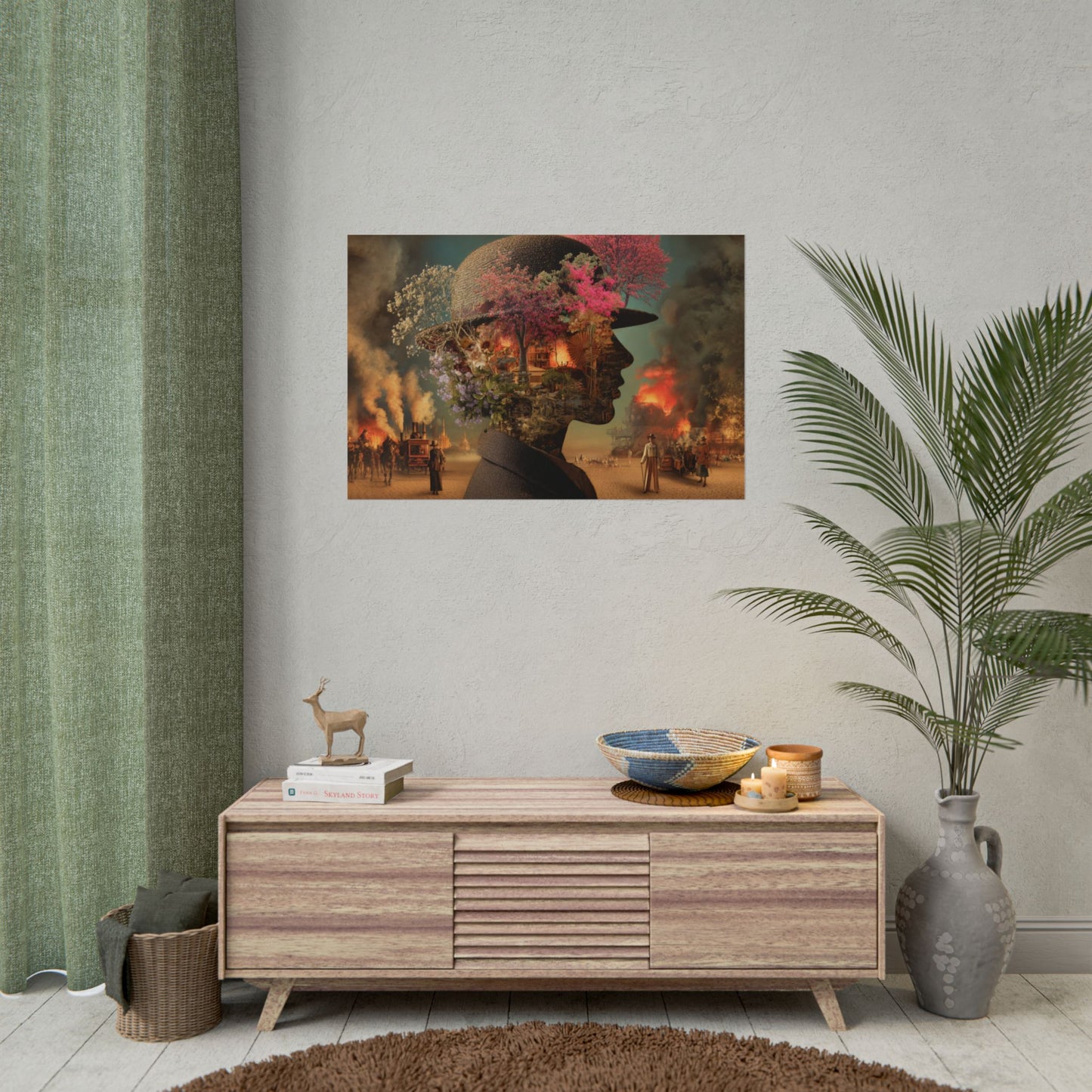 Whimsical Floral Silhouette Art Print | Living Room Décor
