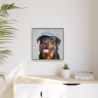 Whimsical Rottweiler Art - Denim Hat Dog Portrait