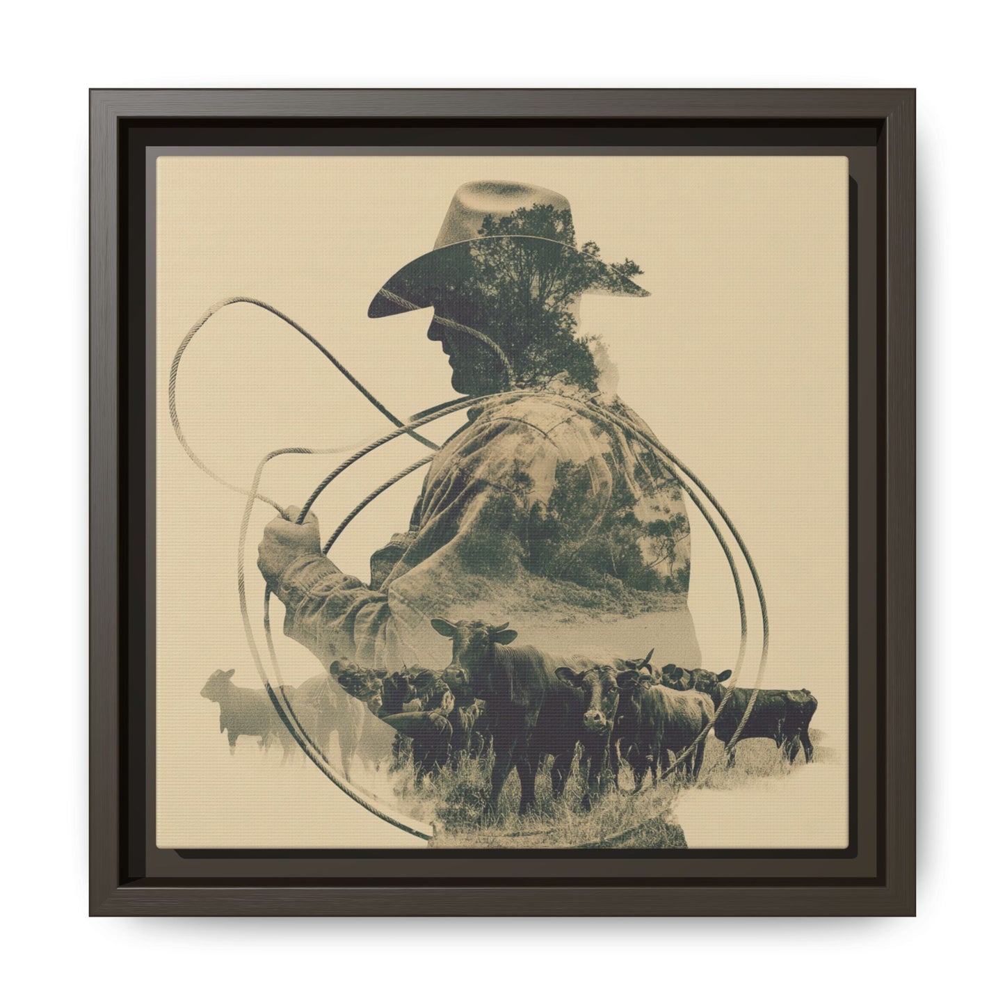 Lone Cowboy Silhouette Art - Vintage Western Charm
