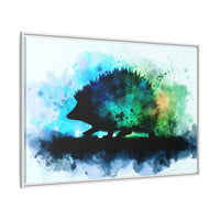 Hedgehog Silhouette Watercolor Art | Nature-Inspired Home Decor