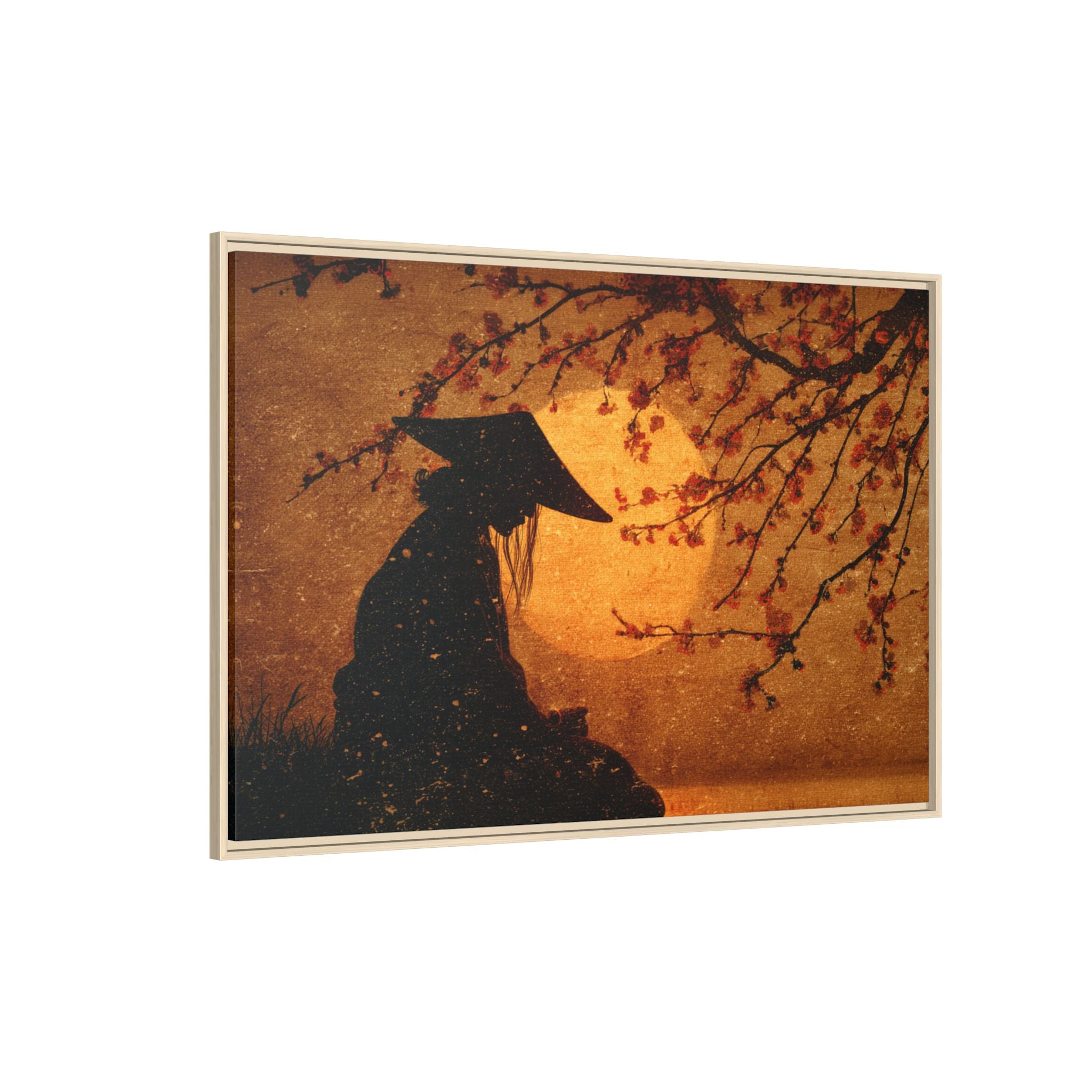 Serene Silhouette of Contemplation | Asian-Inspired Artwork