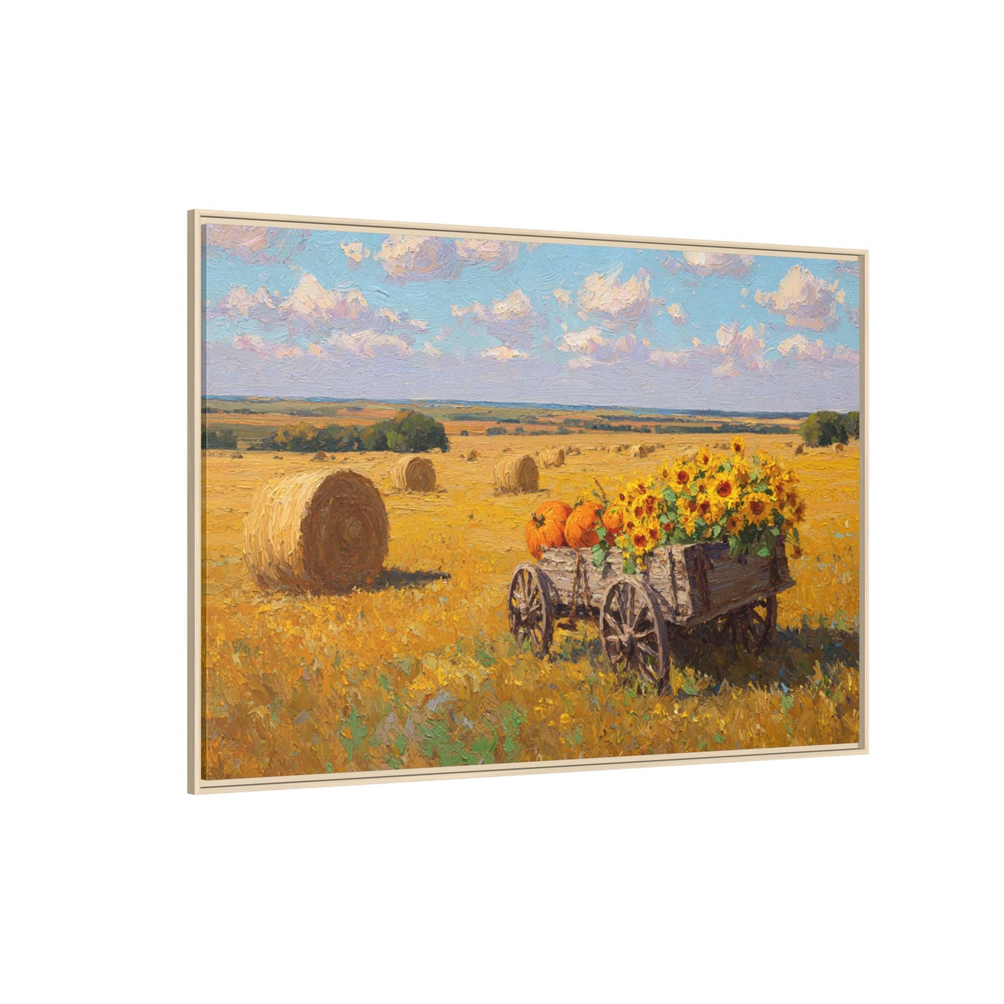 Sunflower Harvest Wagon Decor | Rustic Farm Art for Home