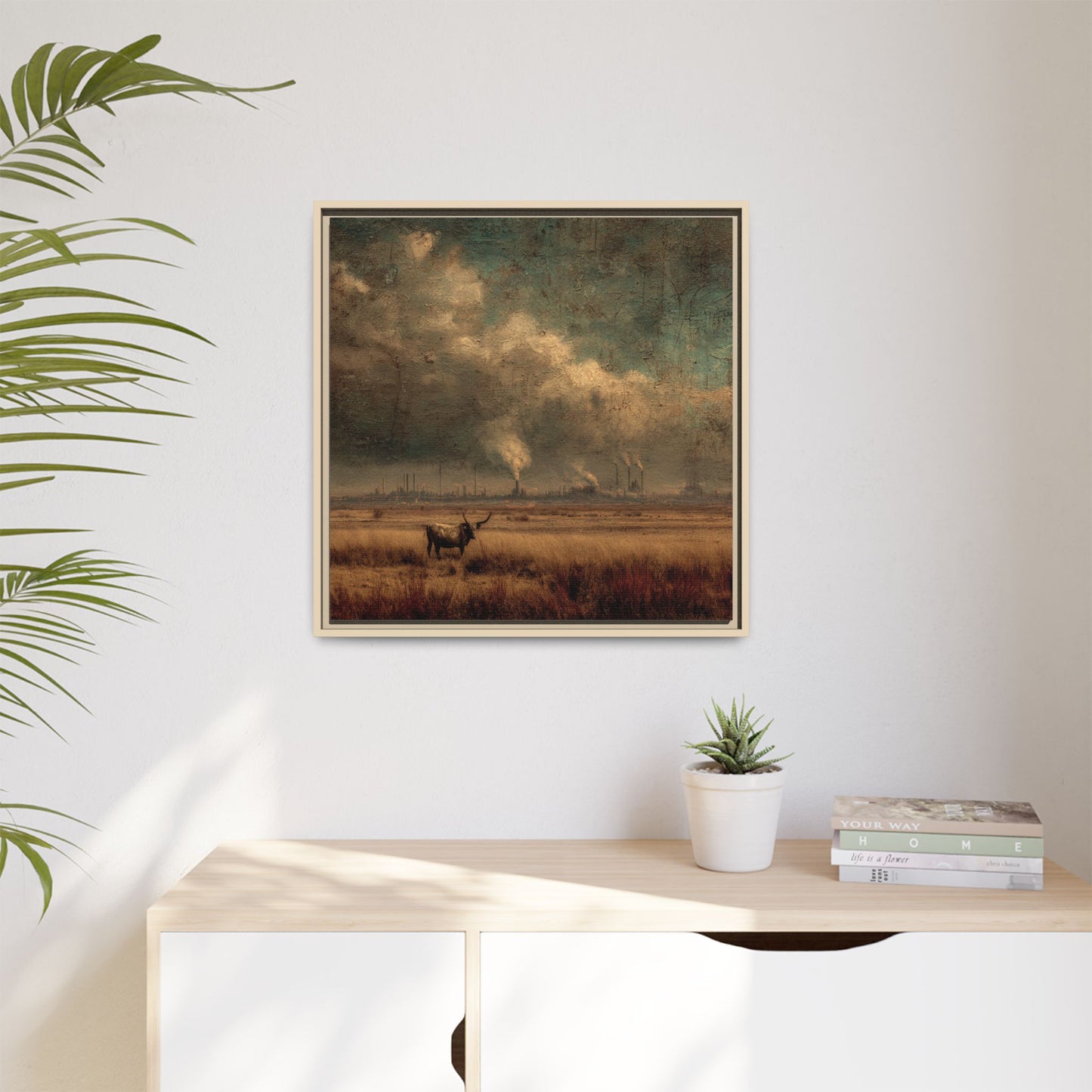 Cattle in Industrial Landscape | Vintage Style Art Print