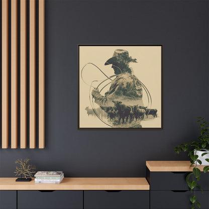 Lone Cowboy Silhouette Art - Vintage Western Charm