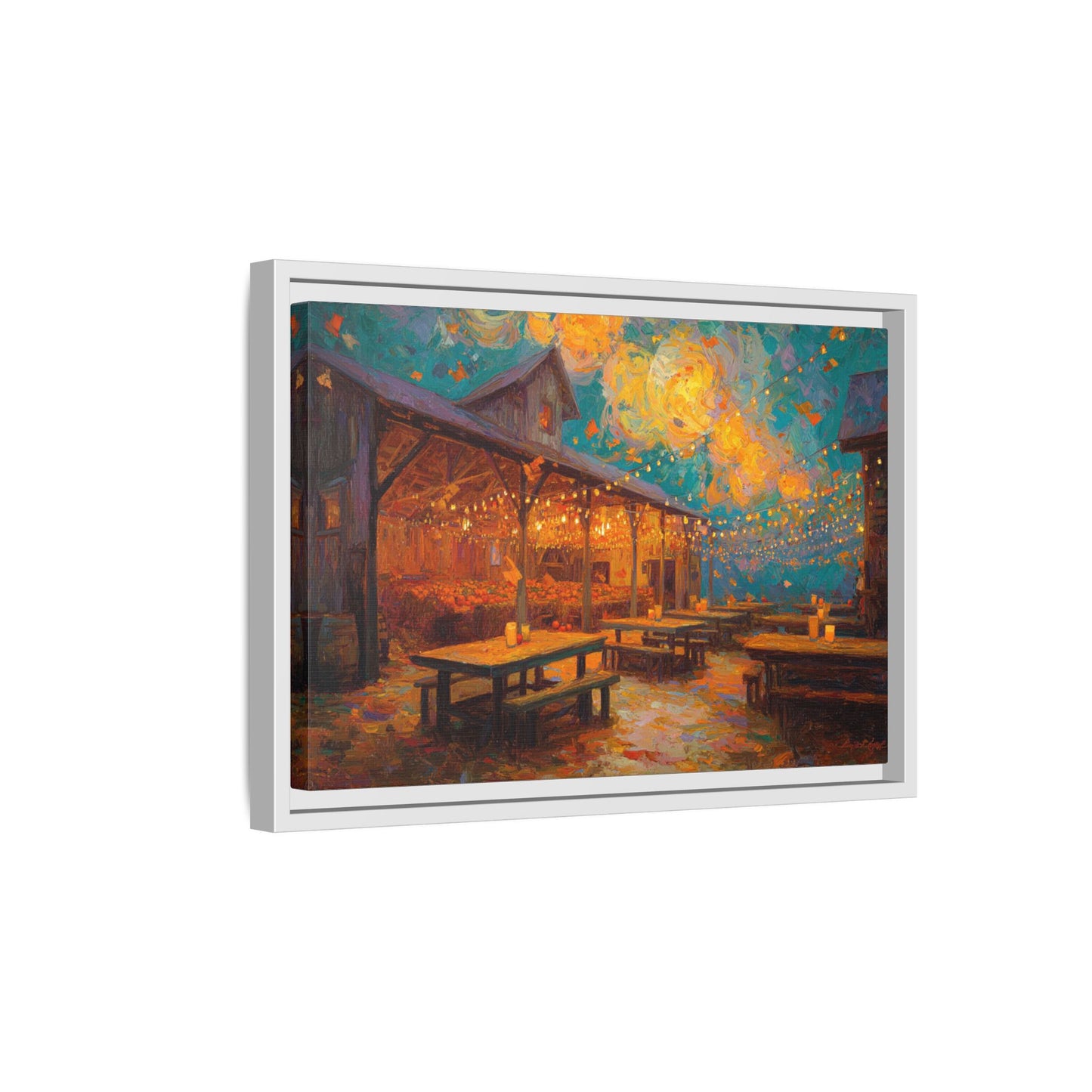Autumn Festival Night Scene - Colorful Impressionist Art