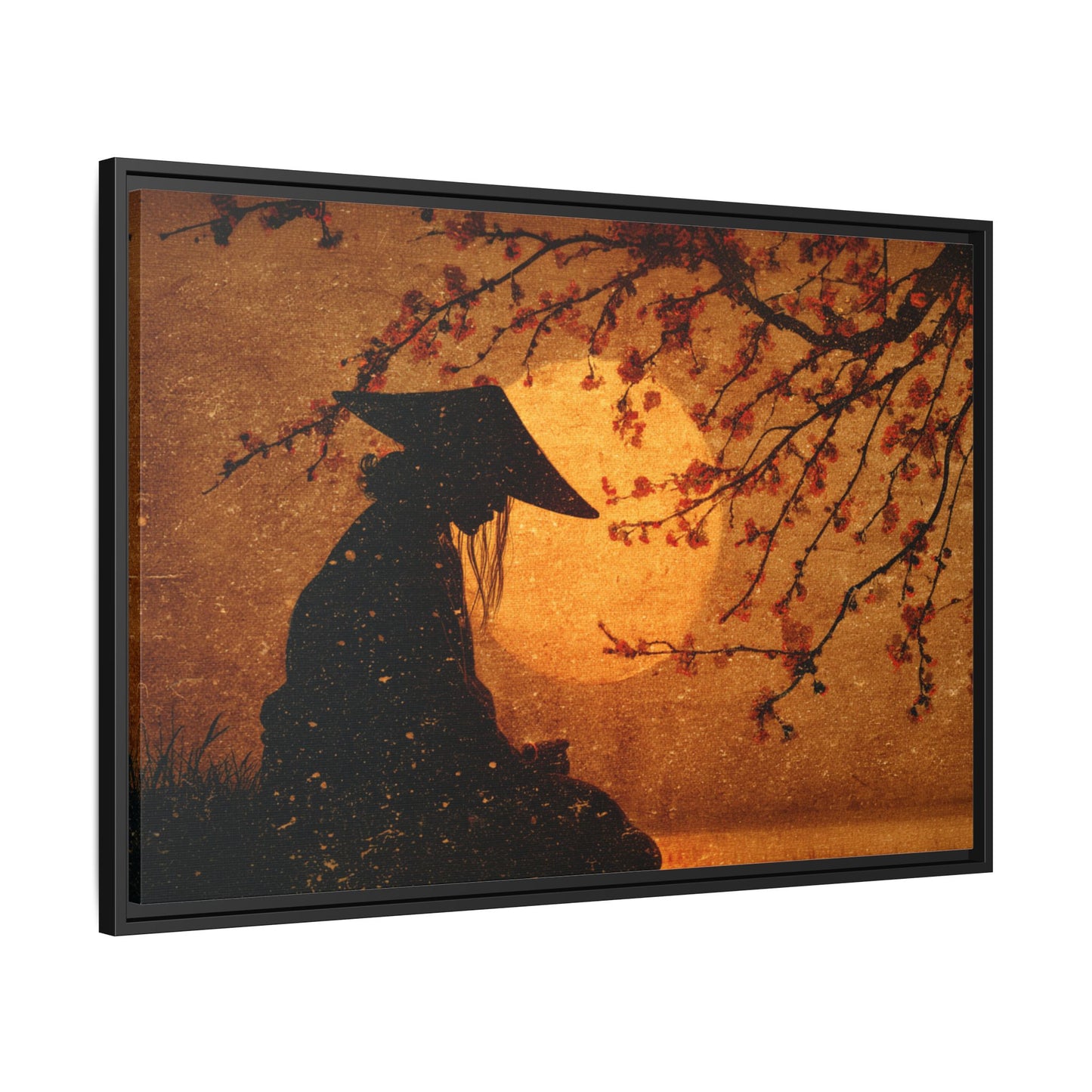 Serene Silhouette of Contemplation | Asian-Inspired Artwork