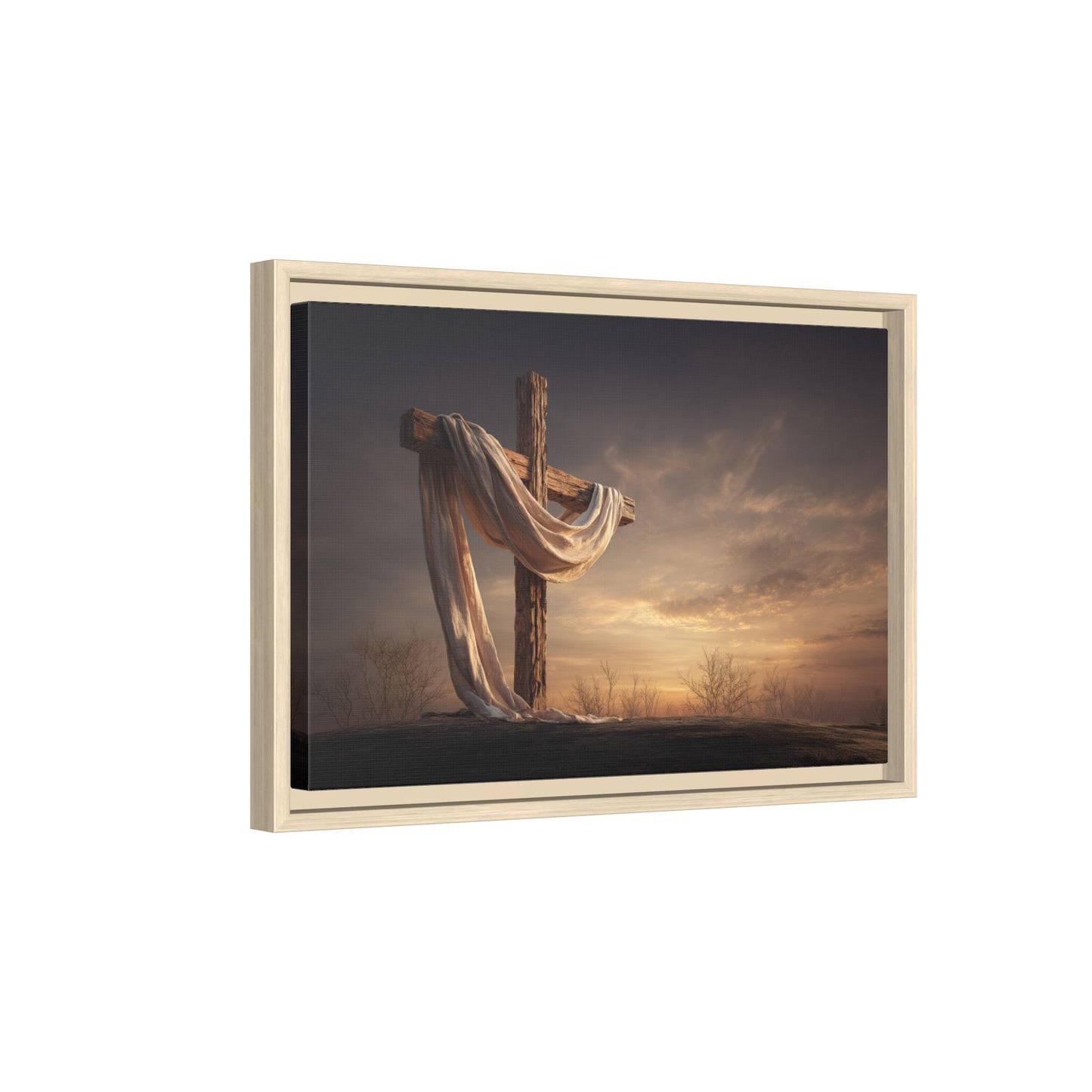 Rustic Cross Wall Art with Draped Fabric | Inspirational Decor