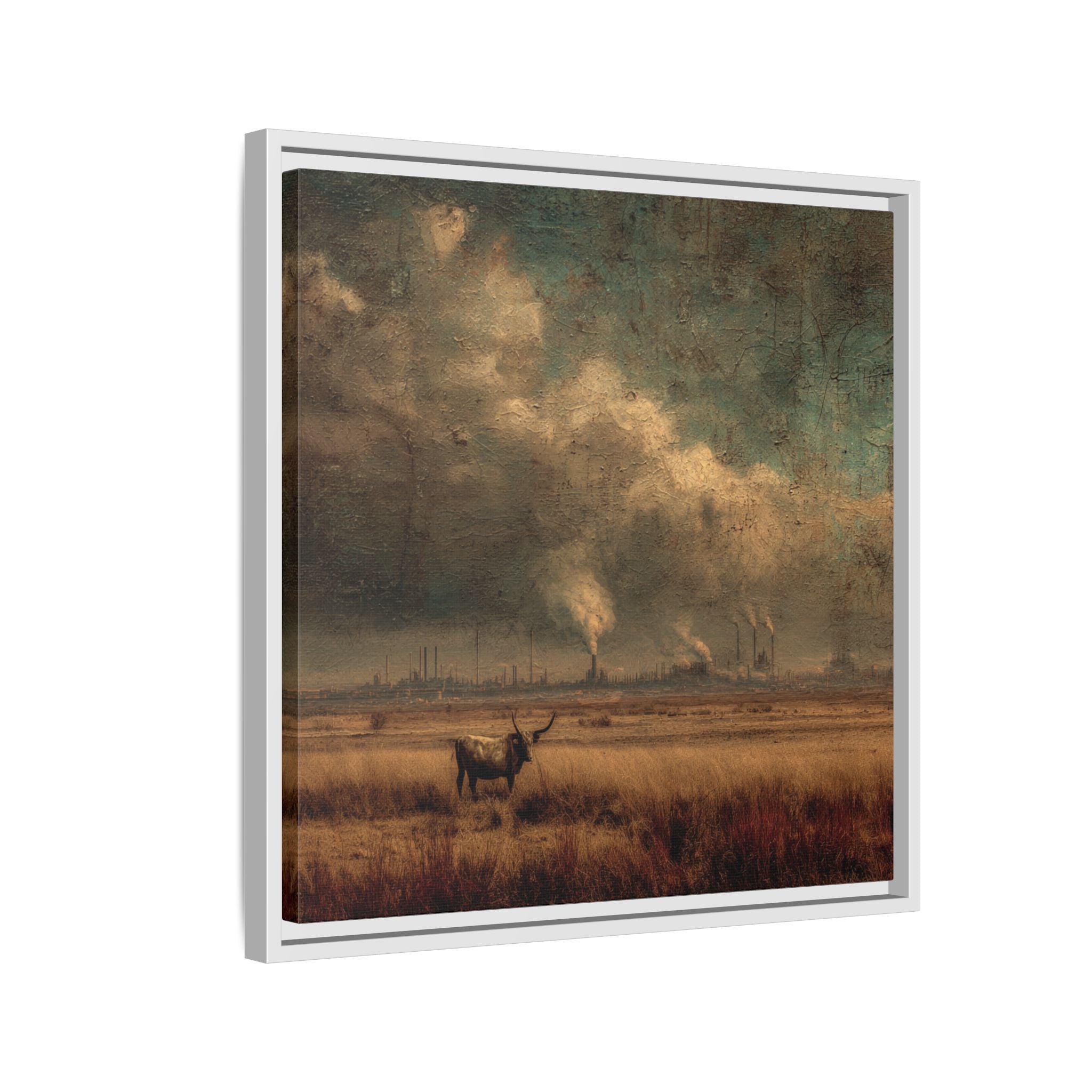 Cattle in Industrial Landscape | Vintage Style Art Print
