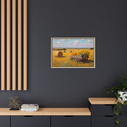 Sunflower Harvest Wagon Decor | Rustic Farm Art for Home