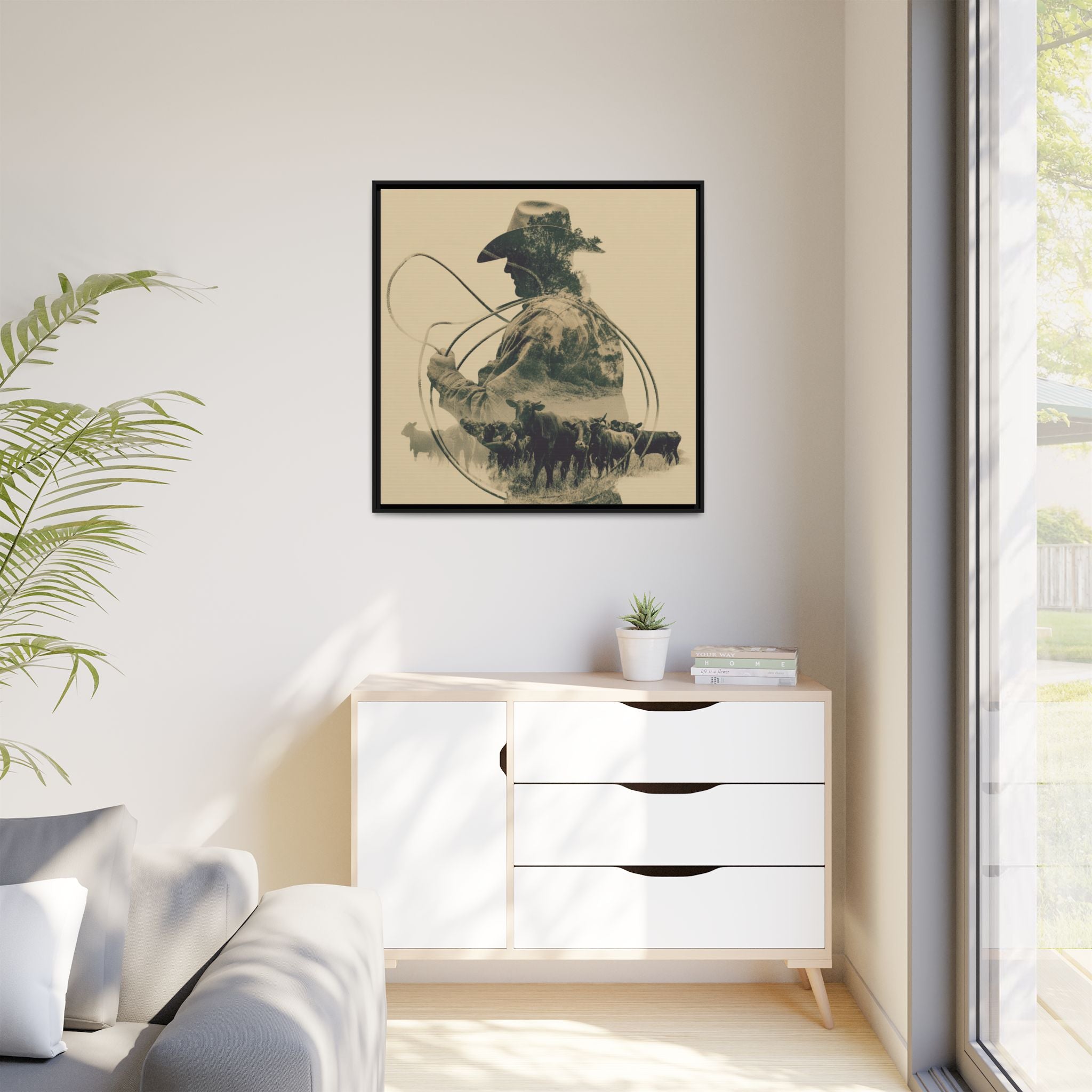 Lone Cowboy Silhouette Art - Vintage Western Charm