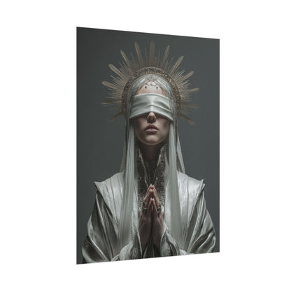 Ethereal Blindfolded Saint Art | Spiritual Home Decor