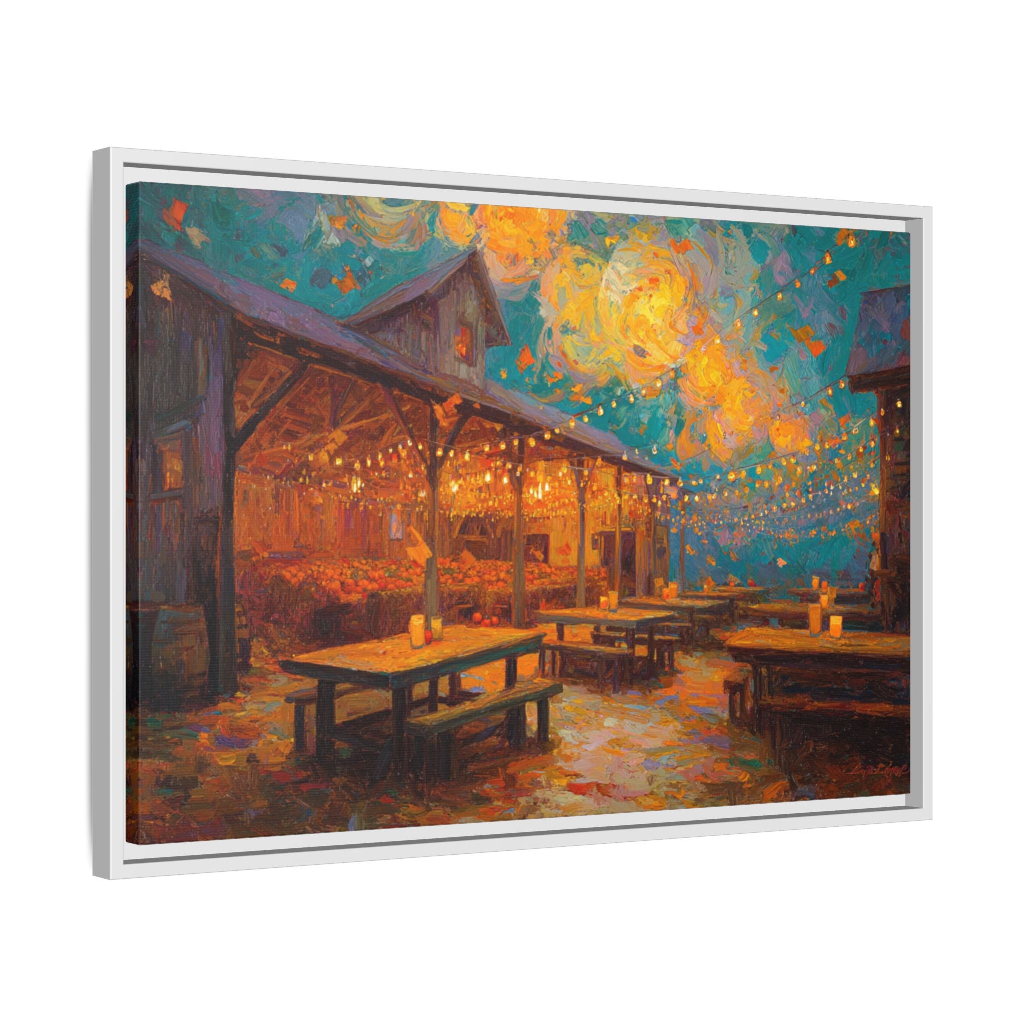 Autumn Festival Night Scene - Colorful Impressionist Art