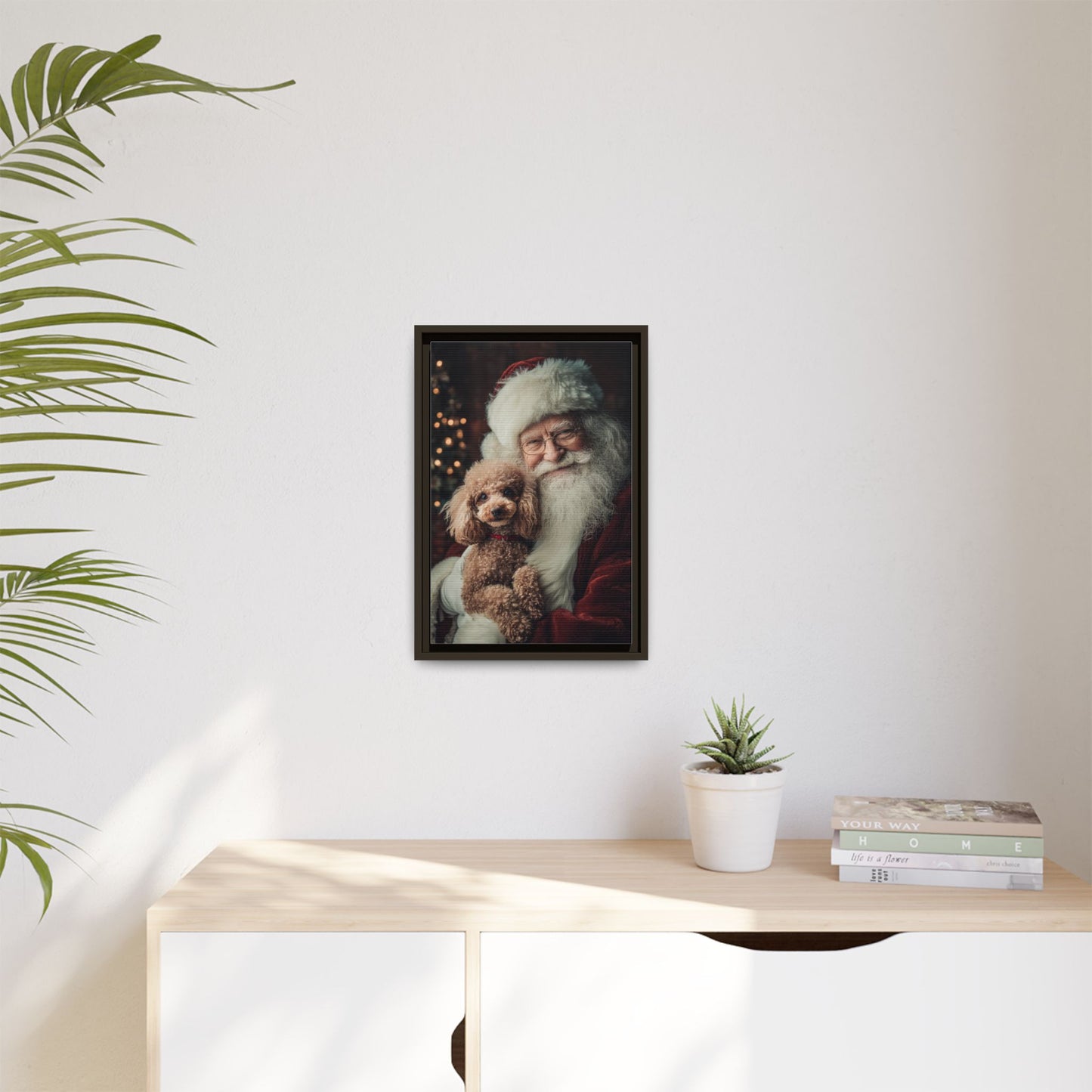 Heartwarming Santa and Poodle Artwork – Holiday Home Décor