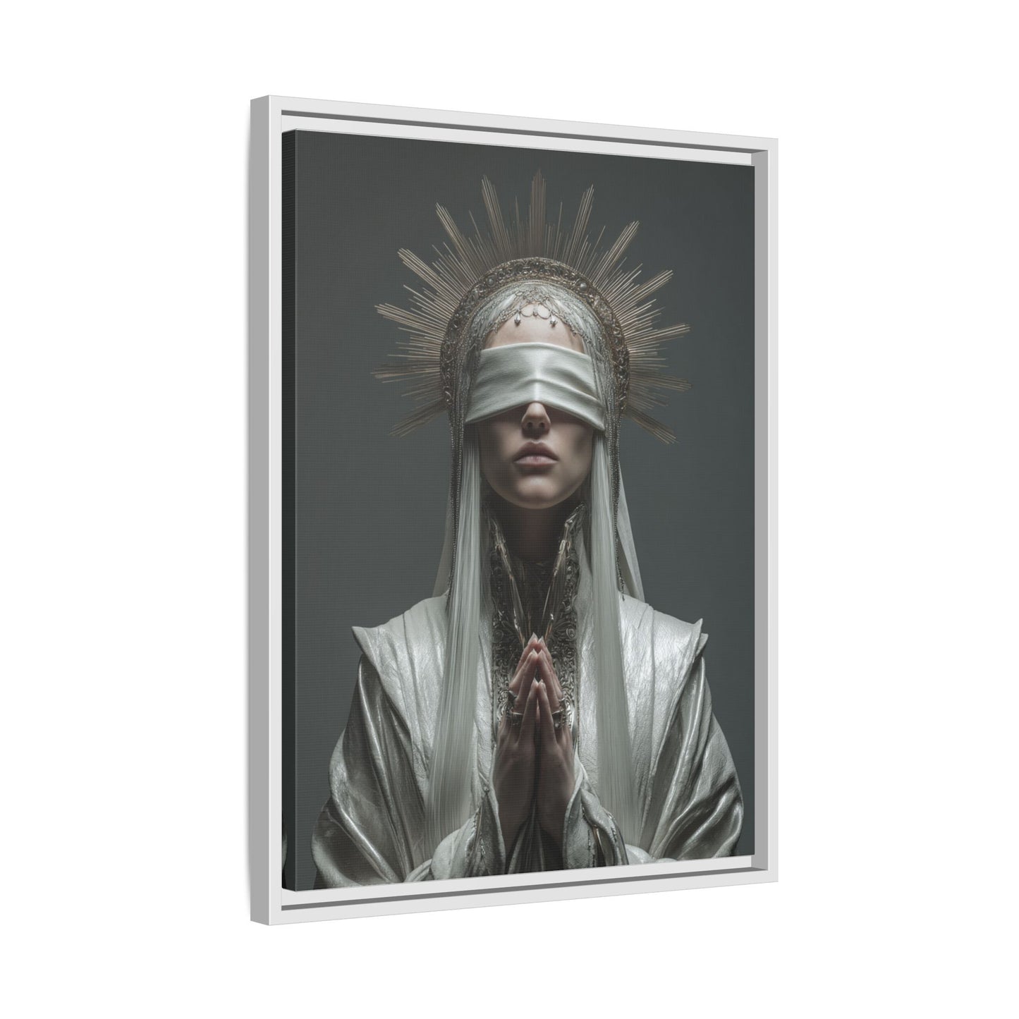 Ethereal Blindfolded Saint Art | Spiritual Home Decor