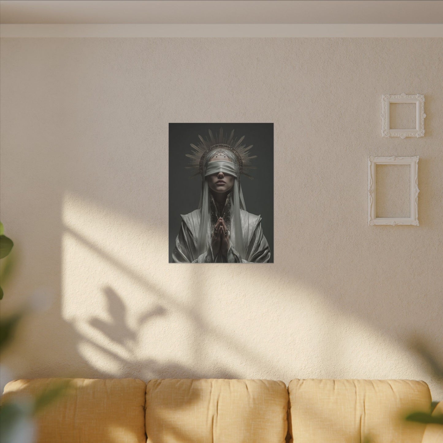 Ethereal Blindfolded Saint Art | Spiritual Home Decor
