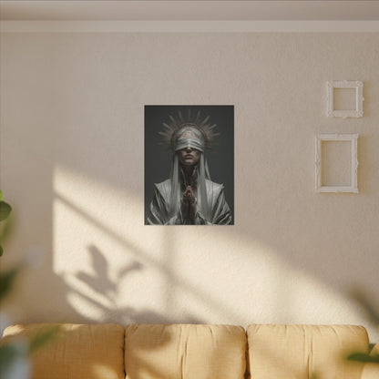 Ethereal Blindfolded Saint Art | Spiritual Home Decor