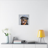 Whimsical Rottweiler Art - Denim Hat Dog Portrait