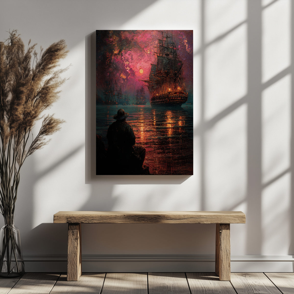 Naval Battle Canvas Wall Art – styled room view 4