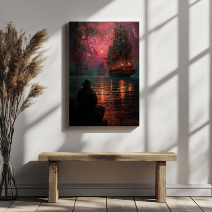 Naval Battle Canvas Wall Art – styled room view 4