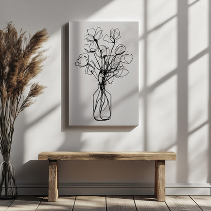 Minimalist Line Art Floral Print – styled room view 5