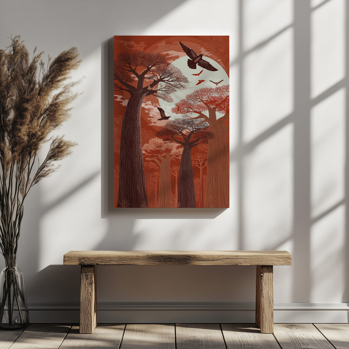 Baobab Tree Forest Canvas Wall Art – styled room view 5