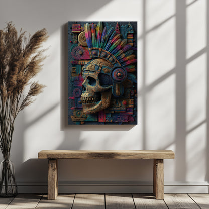 Mexican Sugar Skull Canvas Wall Art – styled room view 4