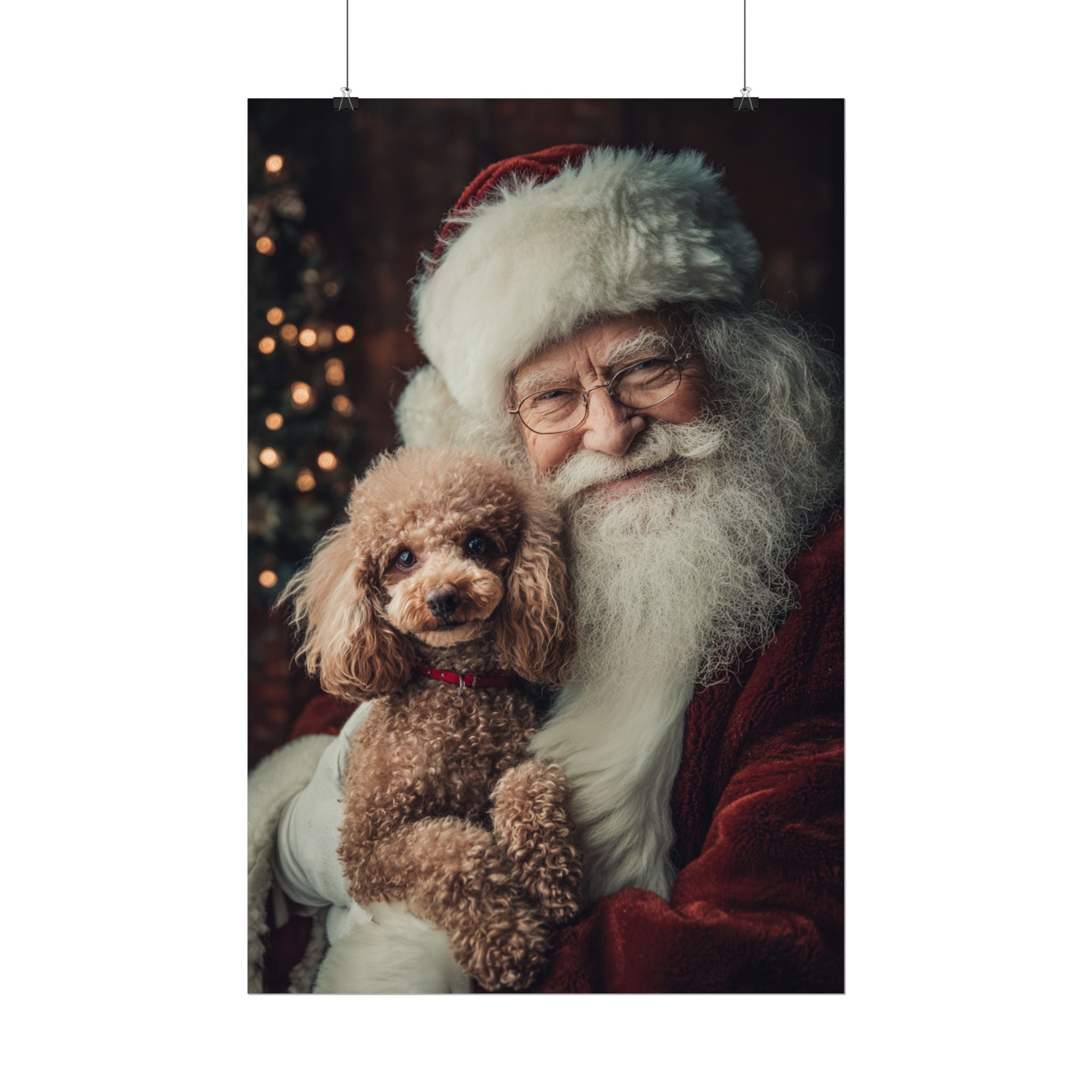 Heartwarming Santa and Poodle Artwork – Holiday Home Décor