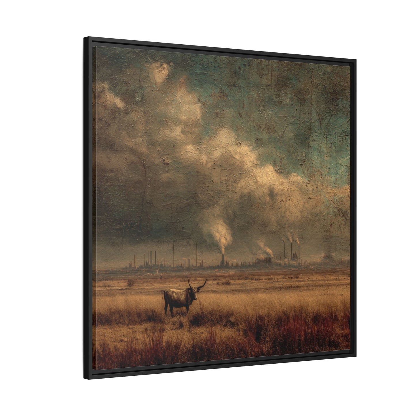 Cattle in Industrial Landscape | Vintage Style Art Print