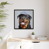 Playful Rottweiler Portrait | Dog Art in Denim Cap