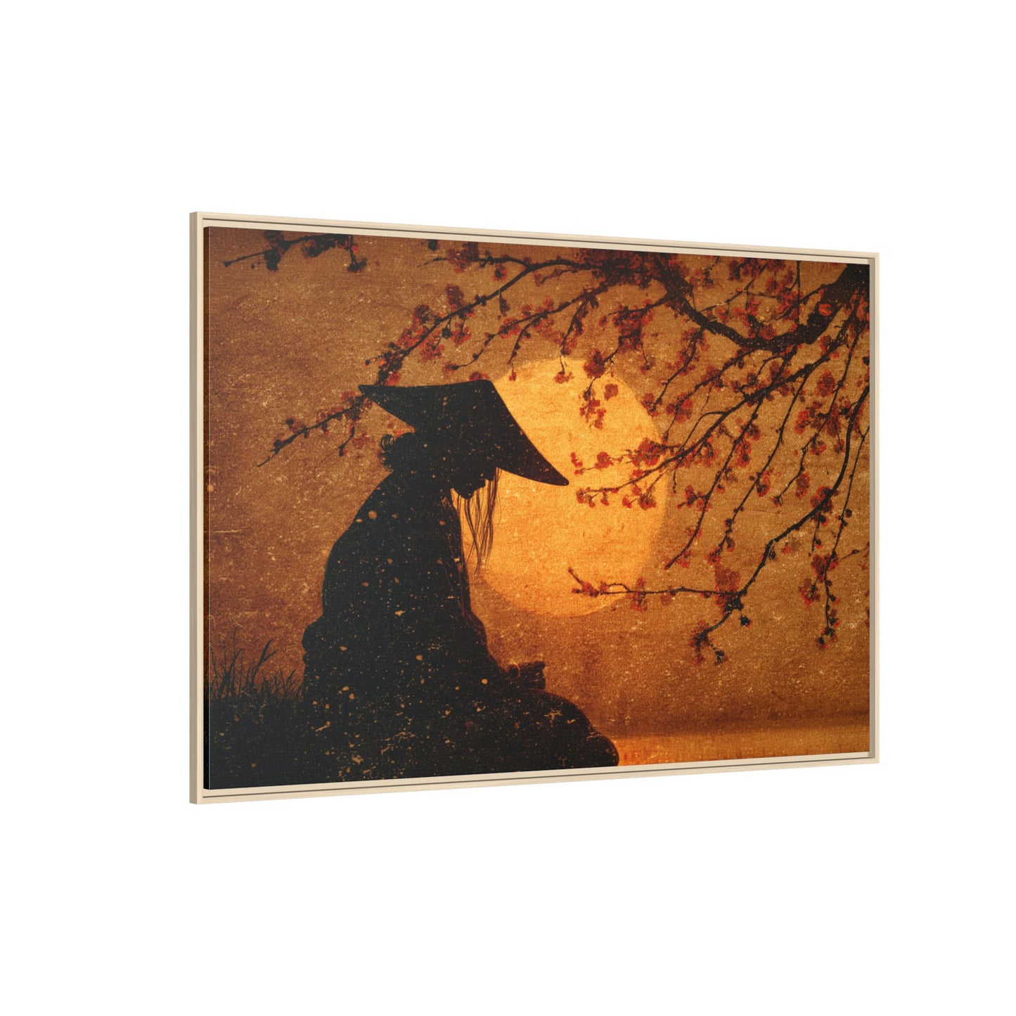 Serene Silhouette of Contemplation | Asian-Inspired Artwork