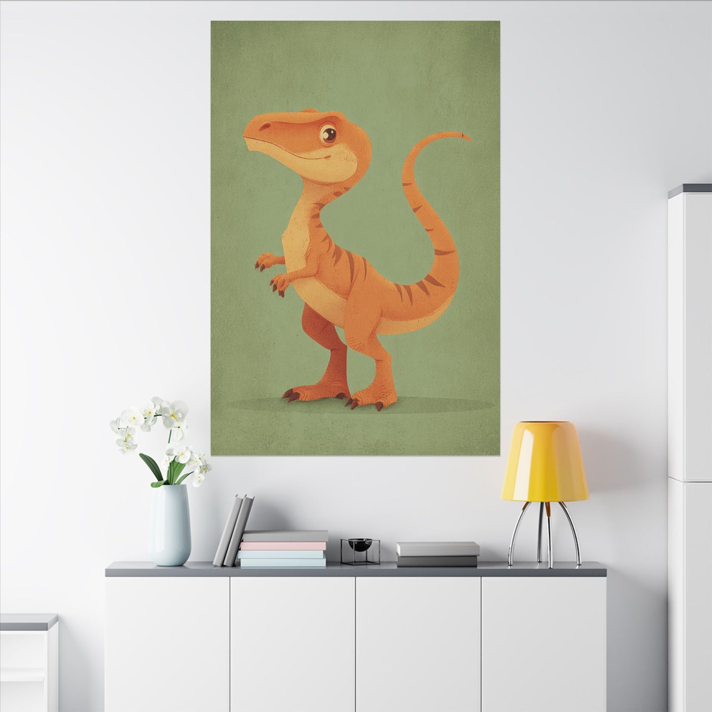 Whimsical Dinosaur Illustration Art for Kids' Rooms