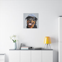 Whimsical Rottweiler Art - Denim Hat Dog Portrait
