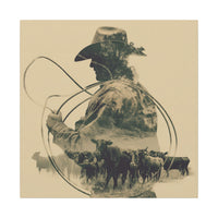 Lone Cowboy Silhouette Art - Vintage Western Charm