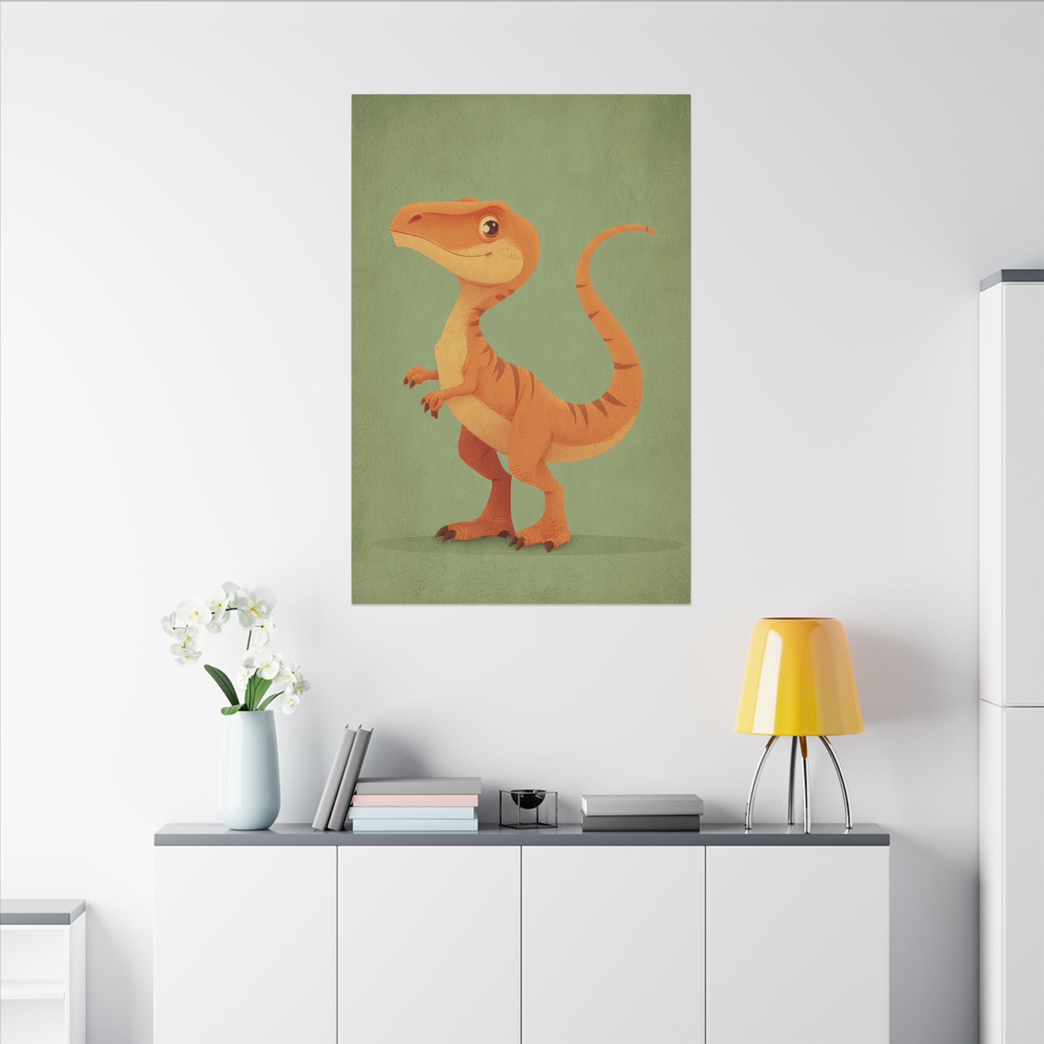 Whimsical Dinosaur Illustration Art for Kids' Rooms