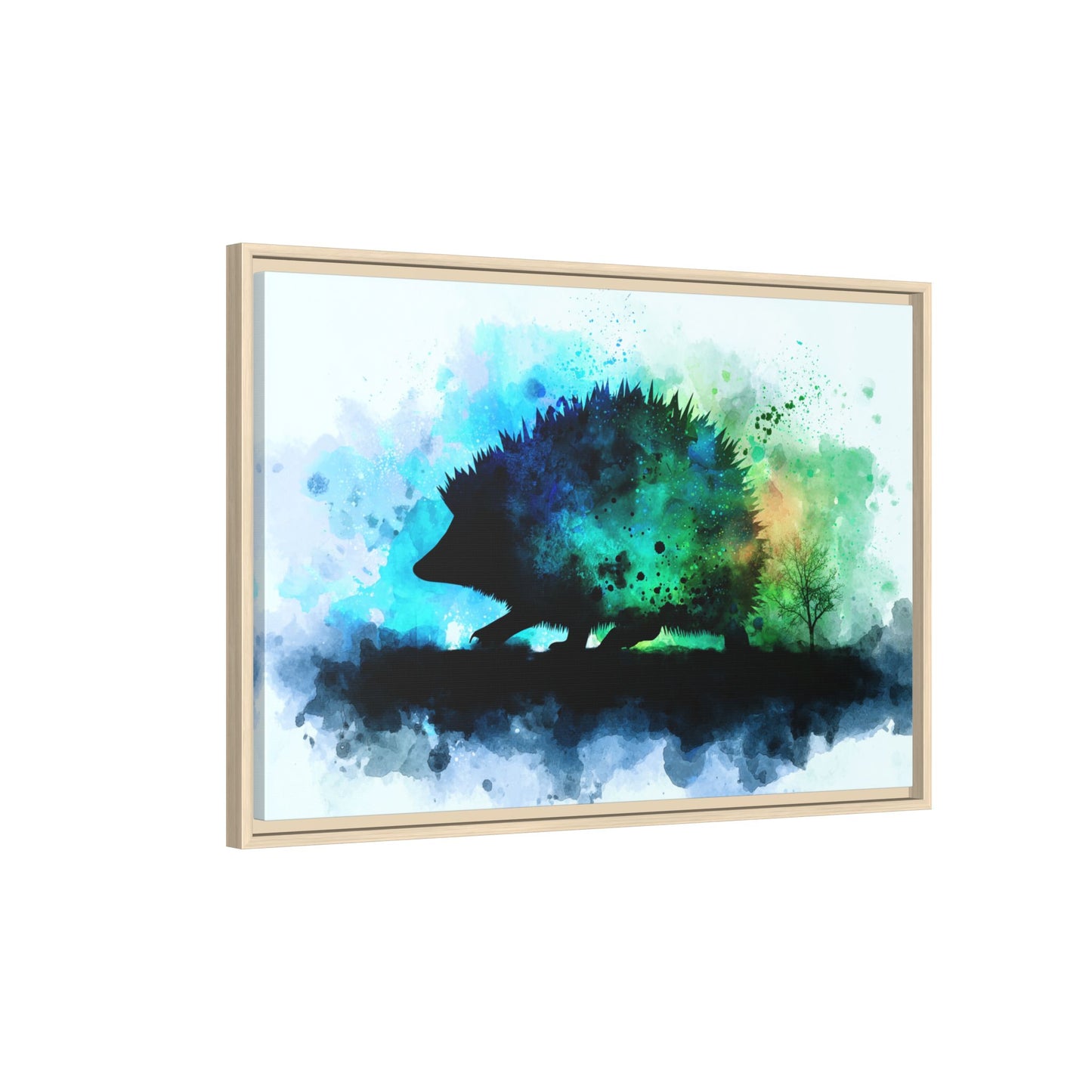Hedgehog Silhouette Watercolor Art | Nature-Inspired Home Decor