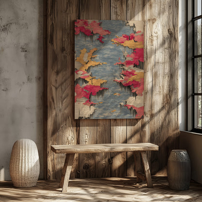 Abstract Textile Canvas Wall Art – styled room view 5