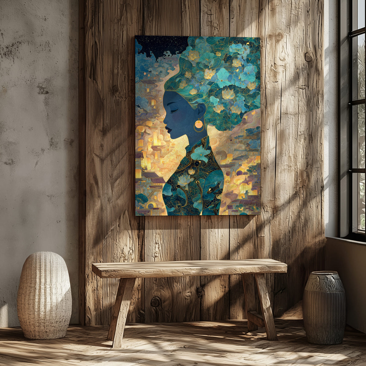 Asian Woman Silhouette Canvas Wall Art — product image 5