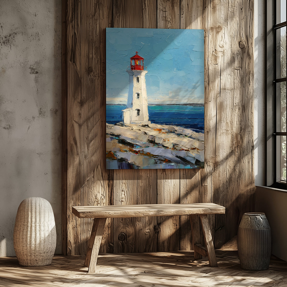 Peggy's Point Lighthouse Canvas Wall Art – styled room view 5
