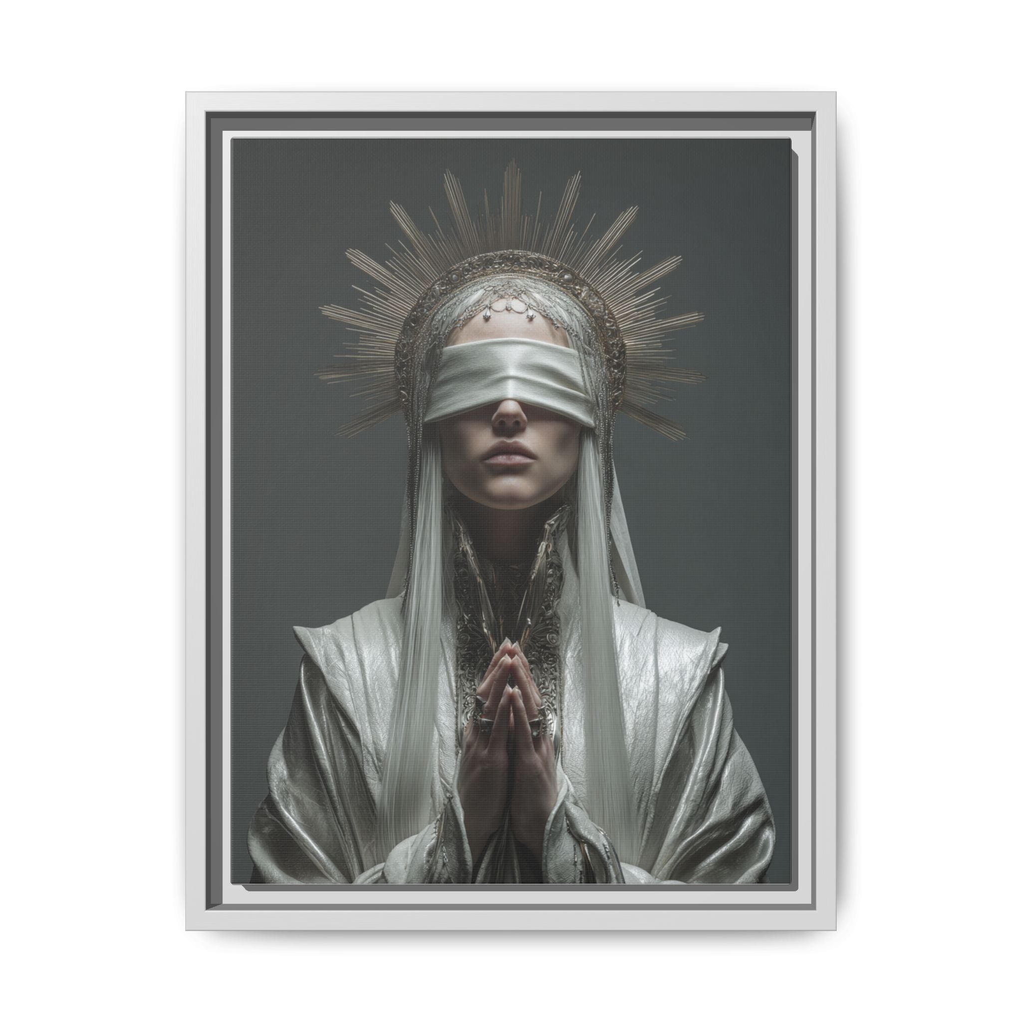 Ethereal Blindfolded Saint Art | Spiritual Home Decor