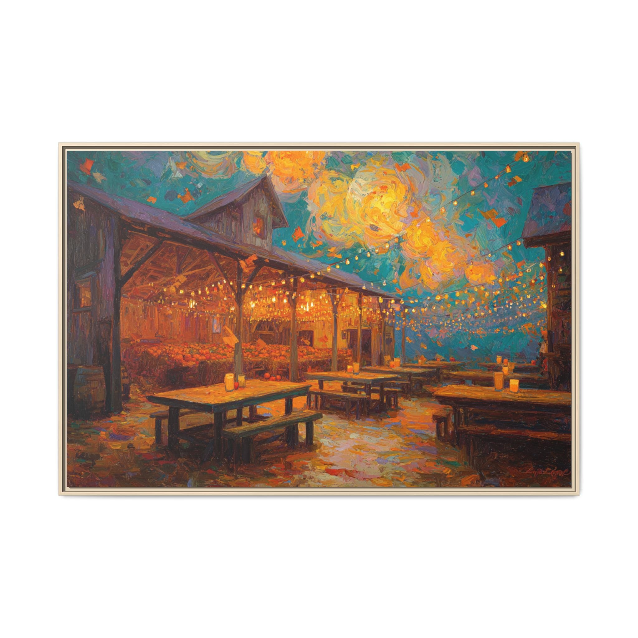 Autumn Festival Night Scene - Colorful Impressionist Art