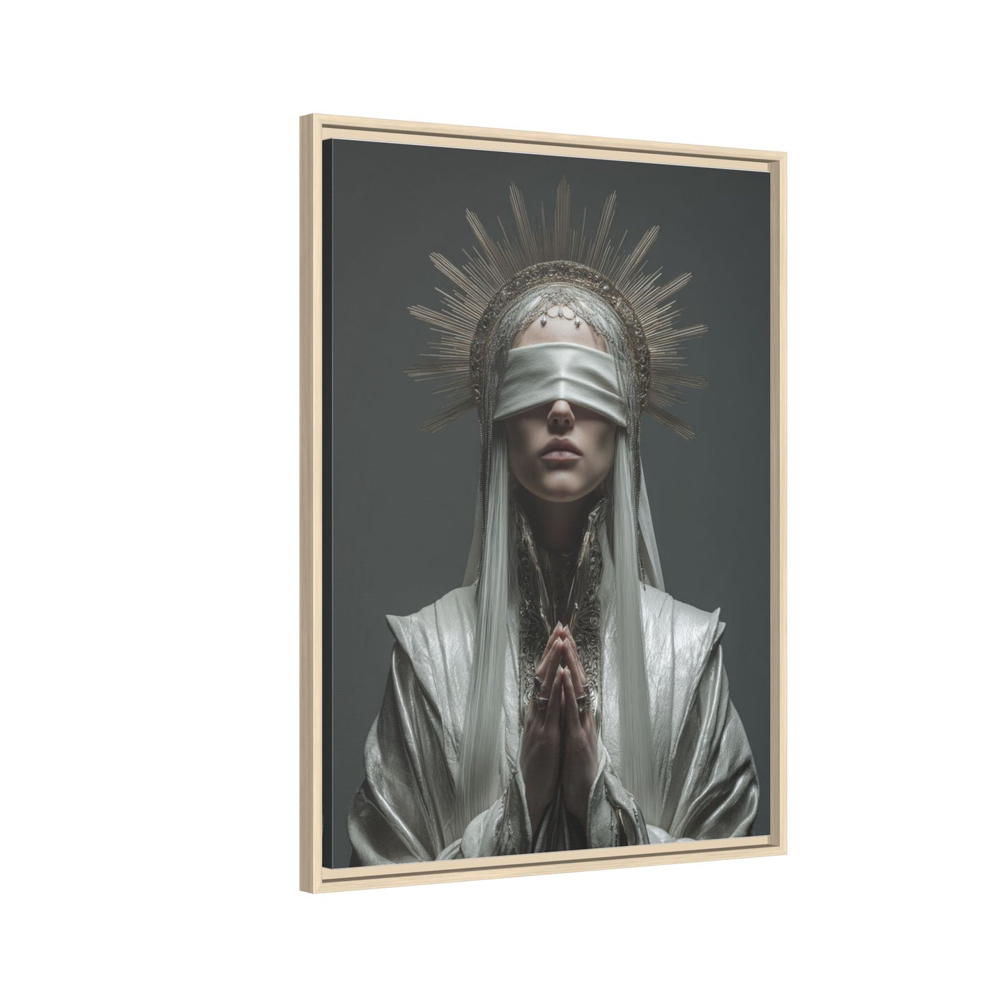Ethereal Blindfolded Saint Art | Spiritual Home Decor
