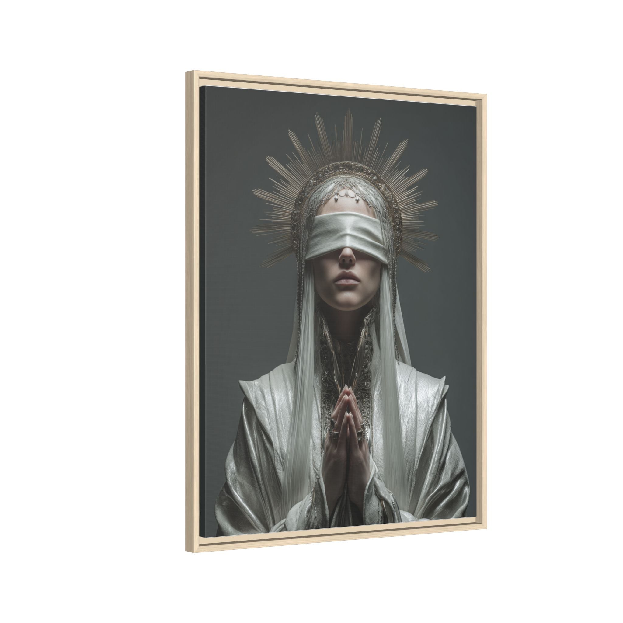 Ethereal Blindfolded Saint Art | Spiritual Home Decor