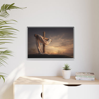 Rustic Cross Wall Art with Draped Fabric | Inspirational Decor