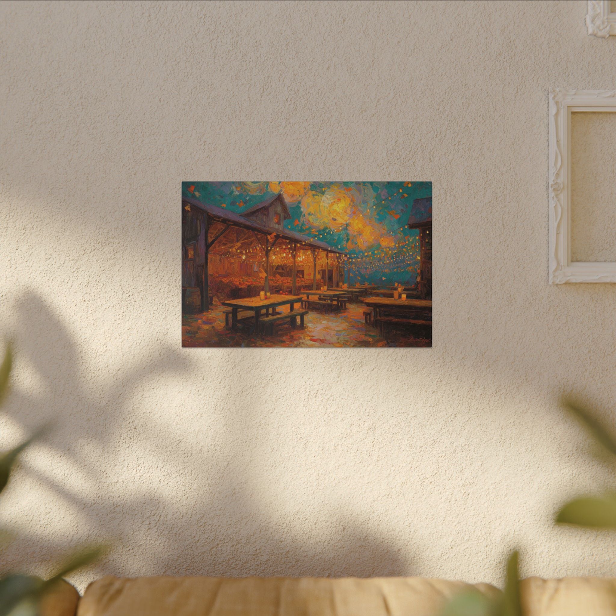 Autumn Festival Night Scene - Colorful Impressionist Art