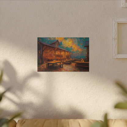 Autumn Festival Night Scene - Colorful Impressionist Art
