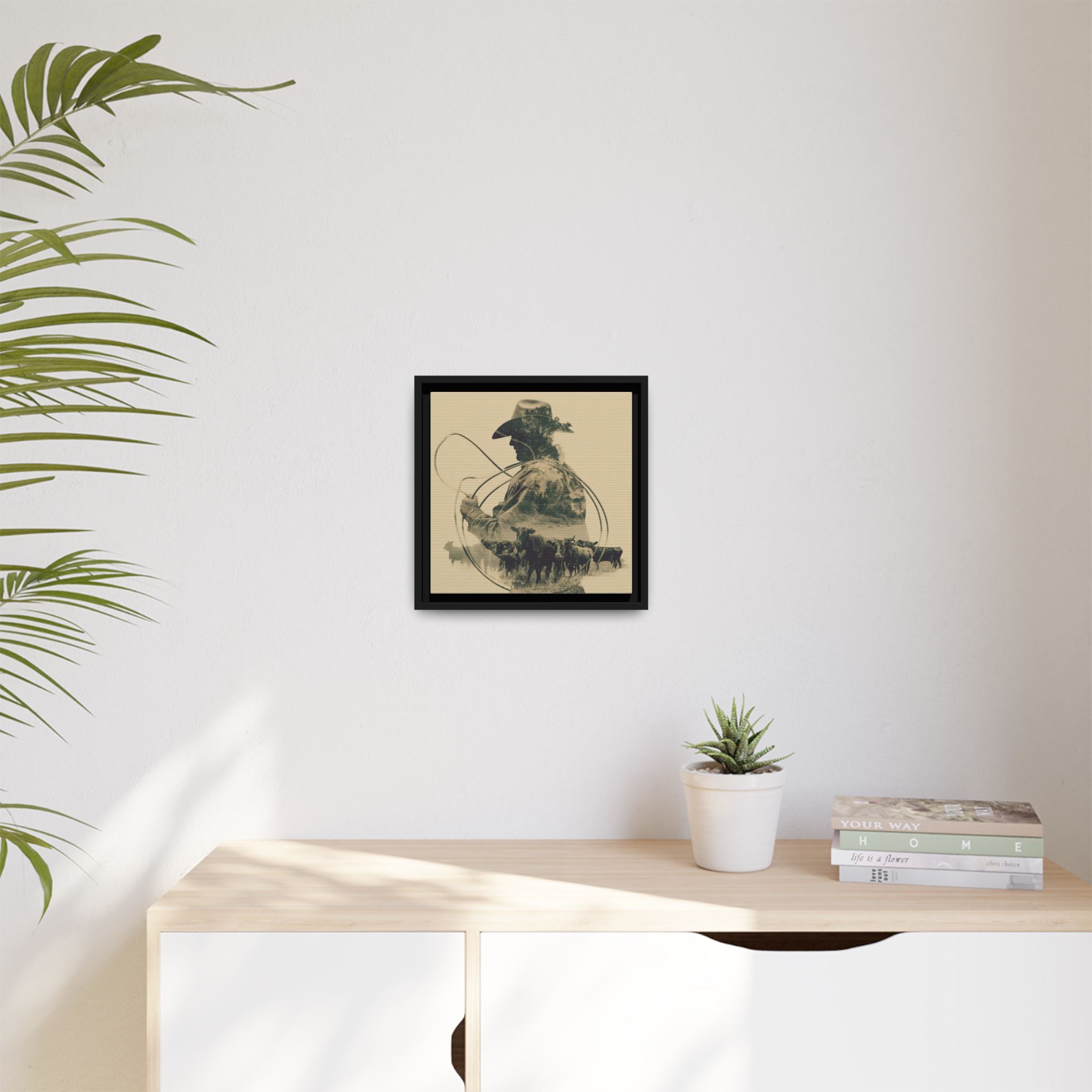 Lone Cowboy Silhouette Art - Vintage Western Charm