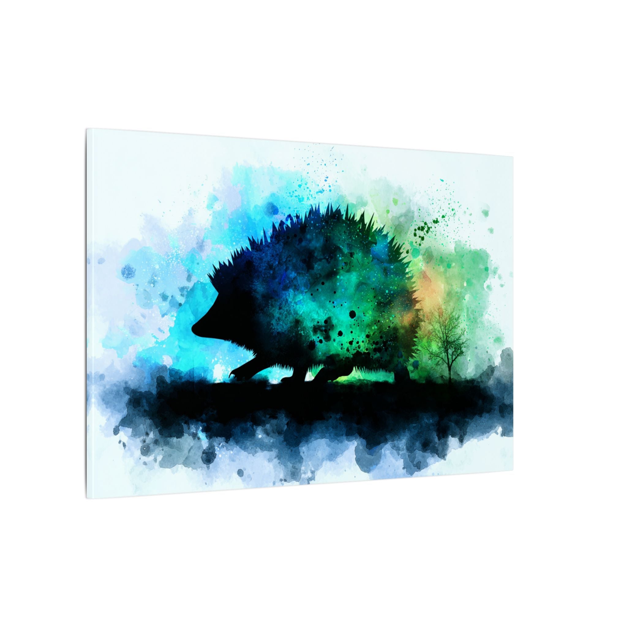 Hedgehog Silhouette Watercolor Art | Nature-Inspired Home Decor
