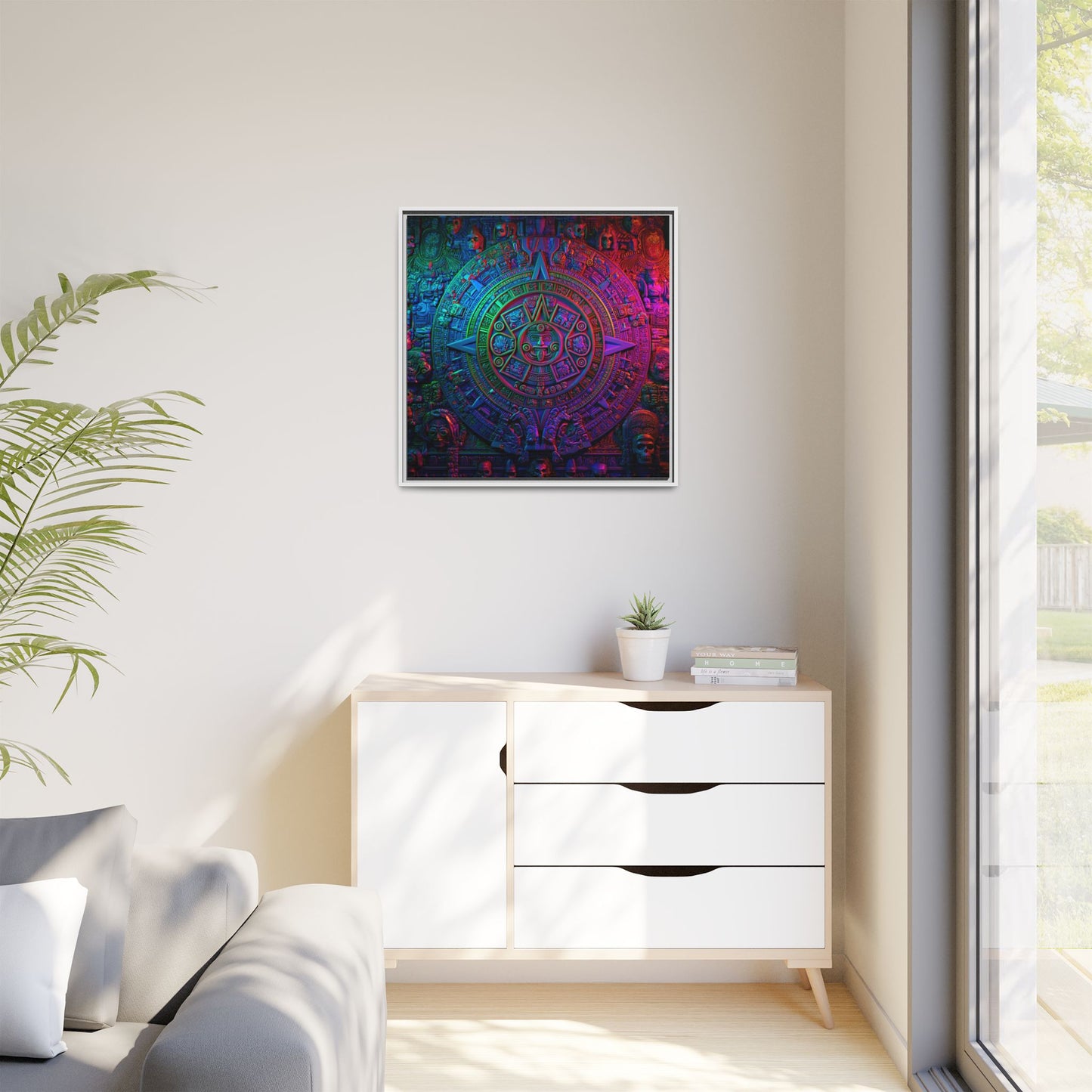 Aztec Mandala Wall Art - Colorful Cultural Decor