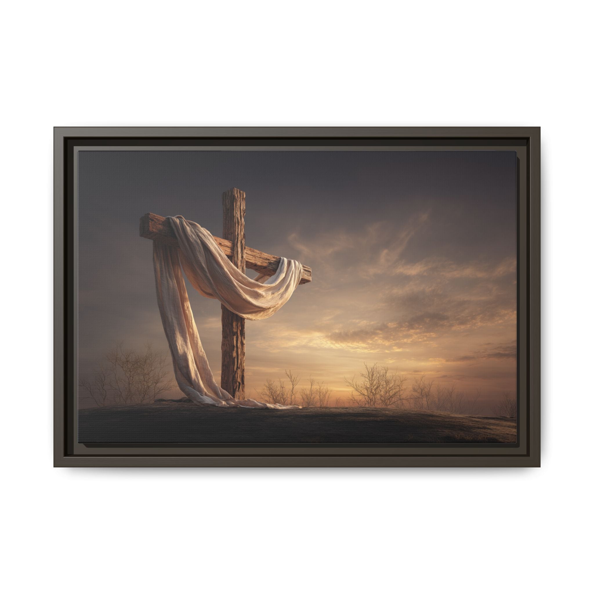 Rustic Cross Wall Art with Draped Fabric | Inspirational Decor